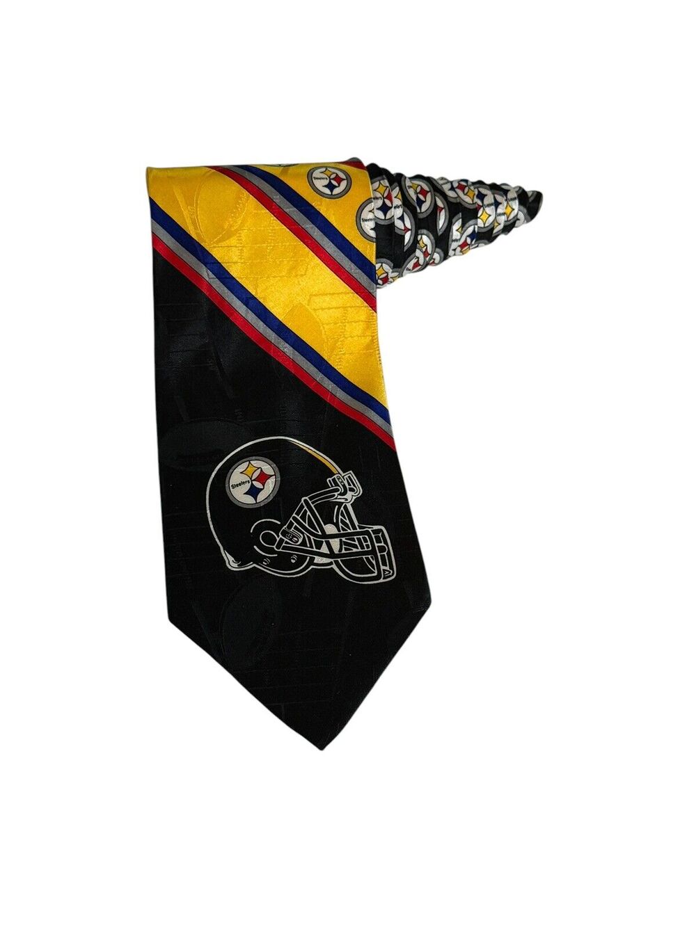 Team NFL Pittsburgh Steelers Football Helmet Logo Vintage Necktie 100% Silk
